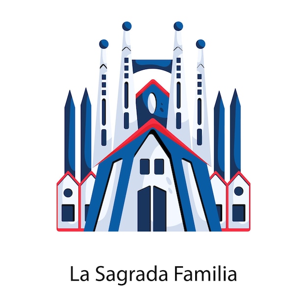 Flat style icon of la sagrada familia