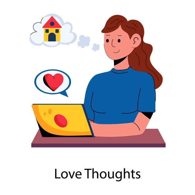 Vector a flat style icon of love thoughts