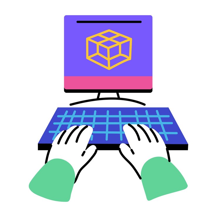 Vector a flat style illustration of 3d modelling