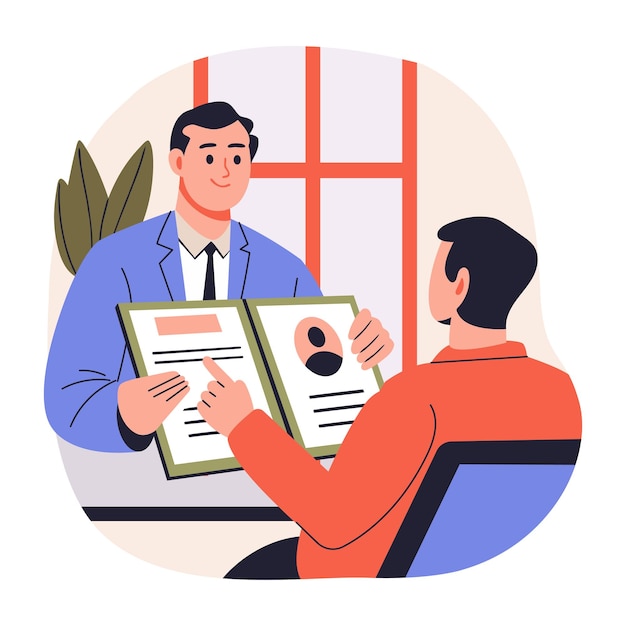a flat style illustration depicting annual review