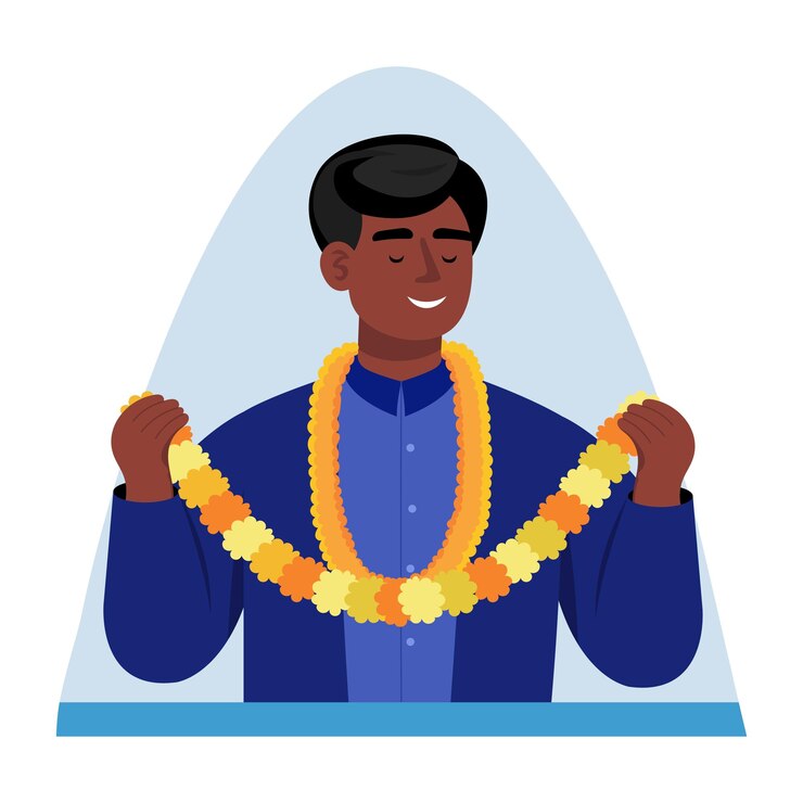 वेक्टर a flat style illustration of flower garland