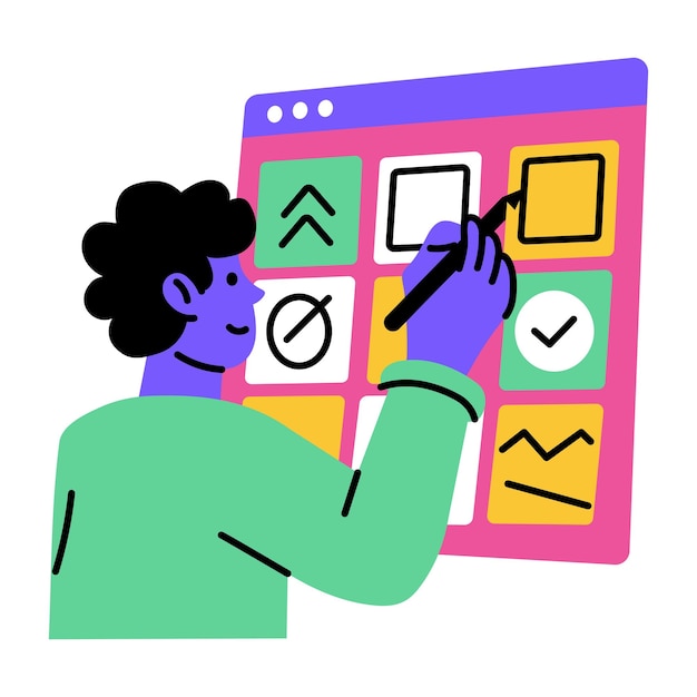 A flat style illustration of using a text tool