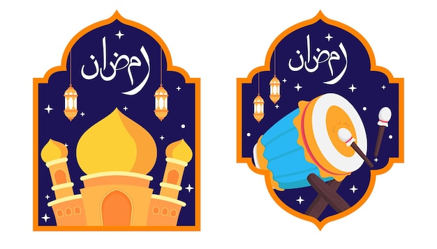 Flat style ramadan badge illustration design