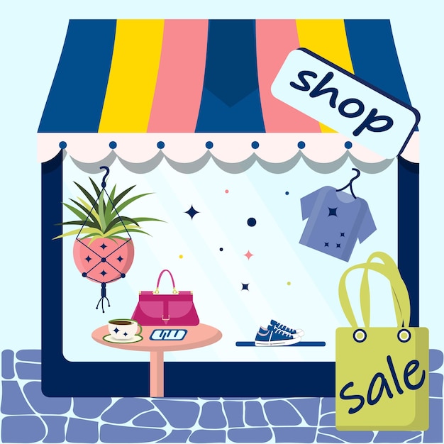 flat style sale store illustration