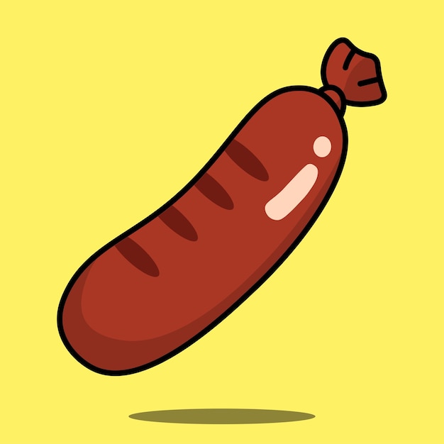 Flat style sausage cute cartoon food illustration