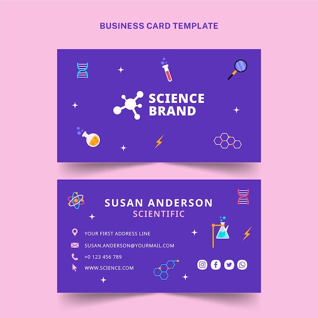 Vector flat style science horizontal business card