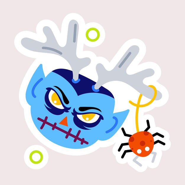 A flat style sticker of demon face