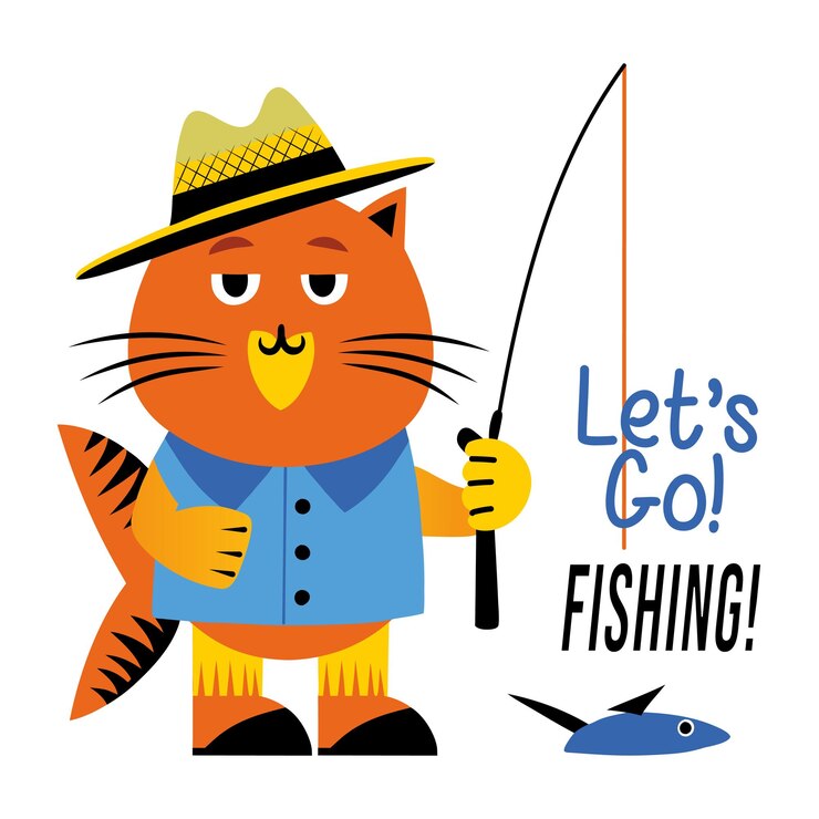 Vector a flat style sticker of fishing cat