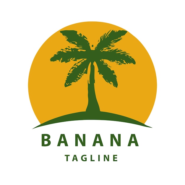 Flat Style Tree Banana Logo Design