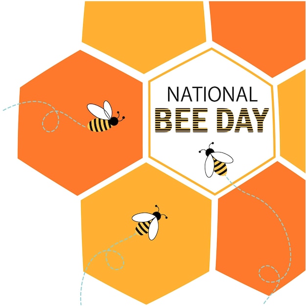 Векторный дизайн в плоском стиле к Национальному дню пчел 21 августа