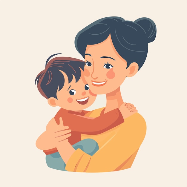flat style vector illustration mother hold son happy family flat illustration