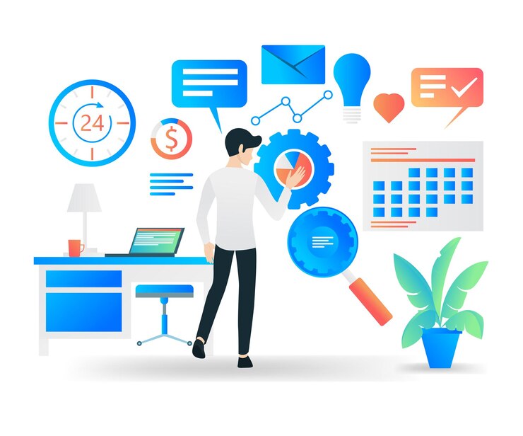 Vector flat style vector illustration of right on target business planning