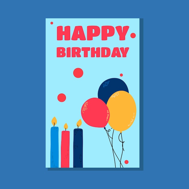 Vector flat stylish birthday card vector illustration
