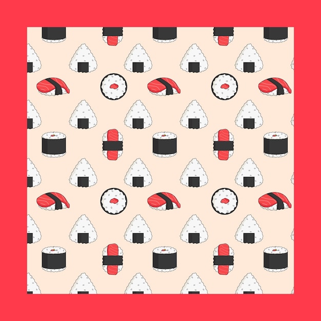 Vector flat and stylish sushi pattern template for marketing asian food