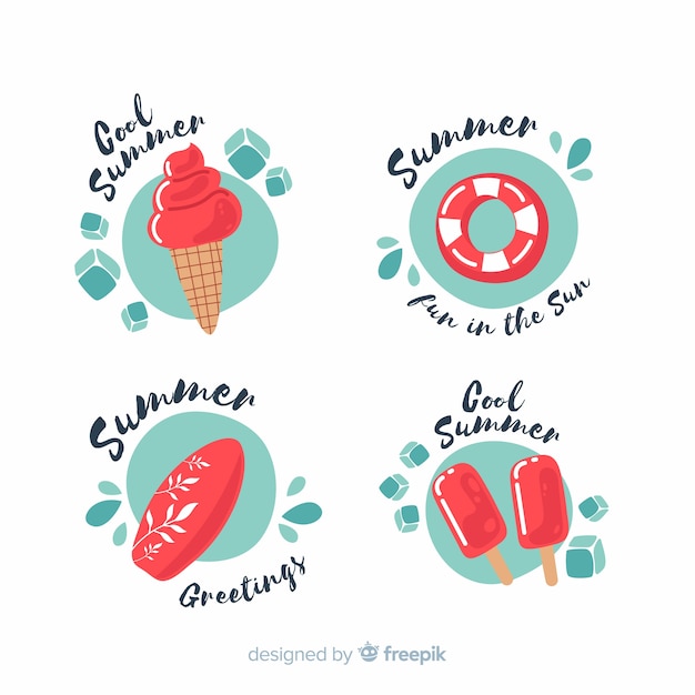 Flat summer badge collection