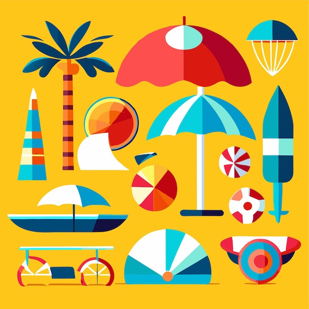 Vector flat summer element collection