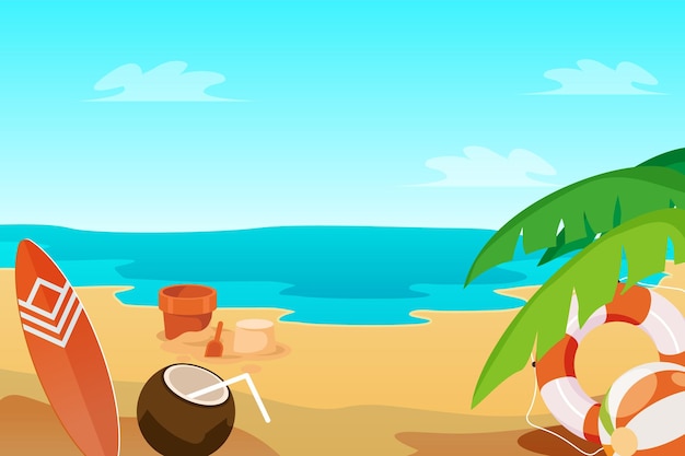 Flat summer elements beach background