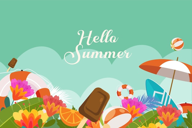 Flat summer flower elements background