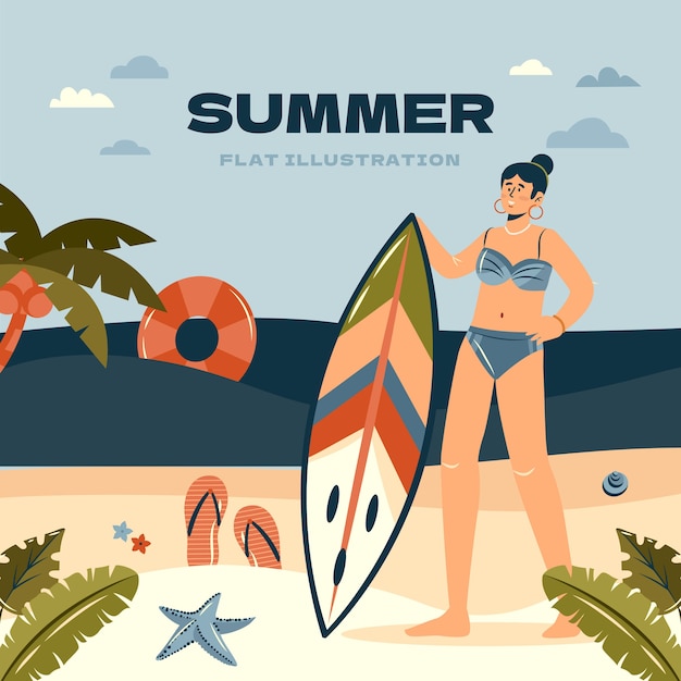 Vector flat summer illustration