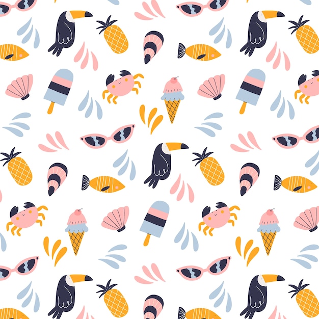 Vector flat summer pattern design