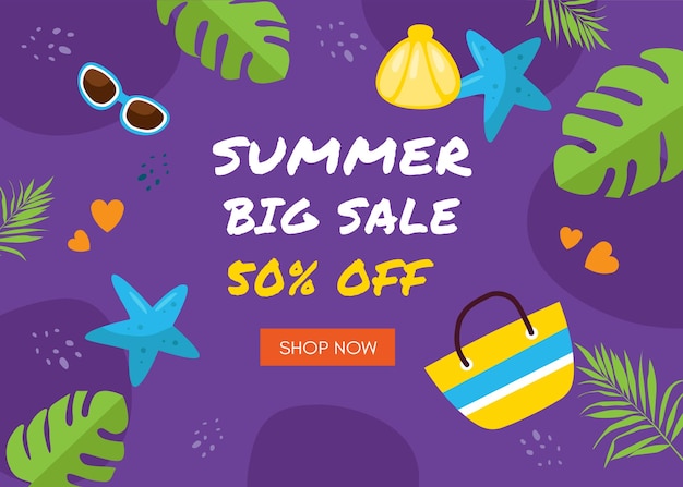 Vector flat summer sale banner