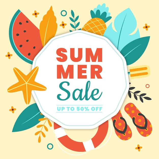 flat summer sale design