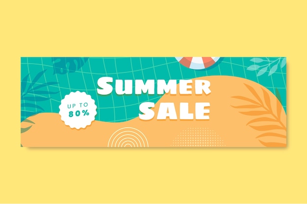 Flat summer sale horizontal banner template