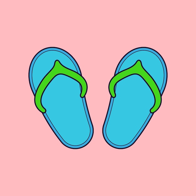 Flat summer stipes slippers icon vector illustration comfortable beach slippers footwear