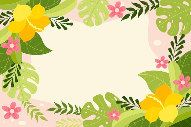 Vector flat summer tropical background with vegetation