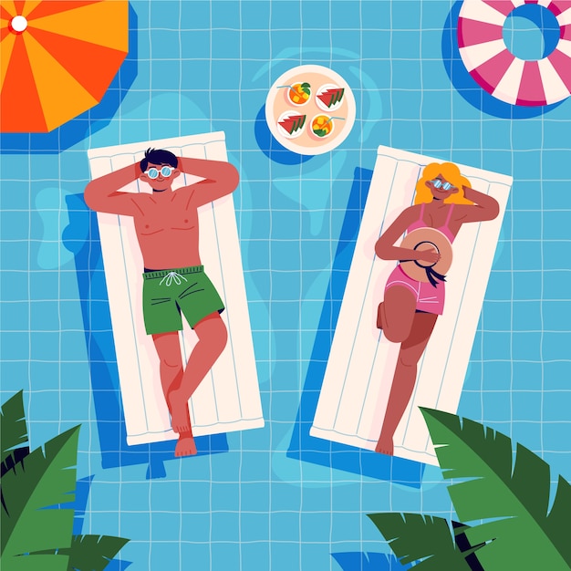 Vector flat summer vibes illustration with