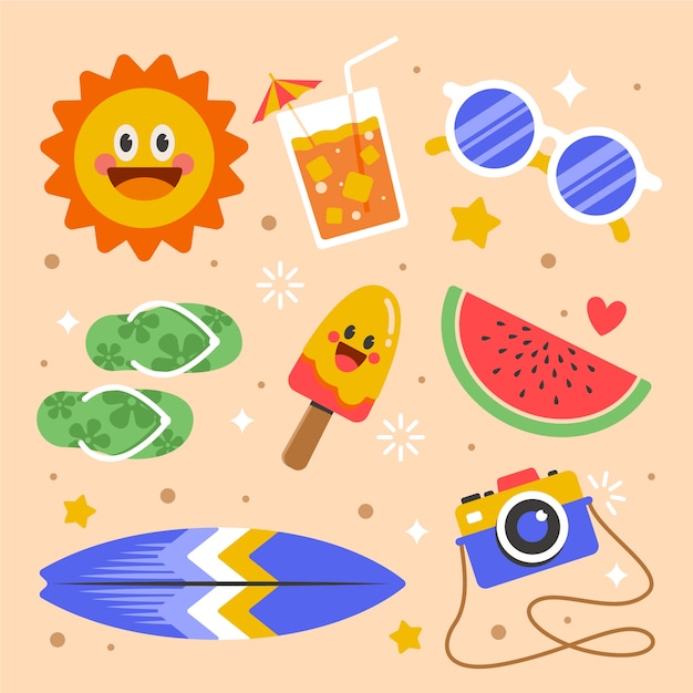 Vector flat summer vibes illustration with