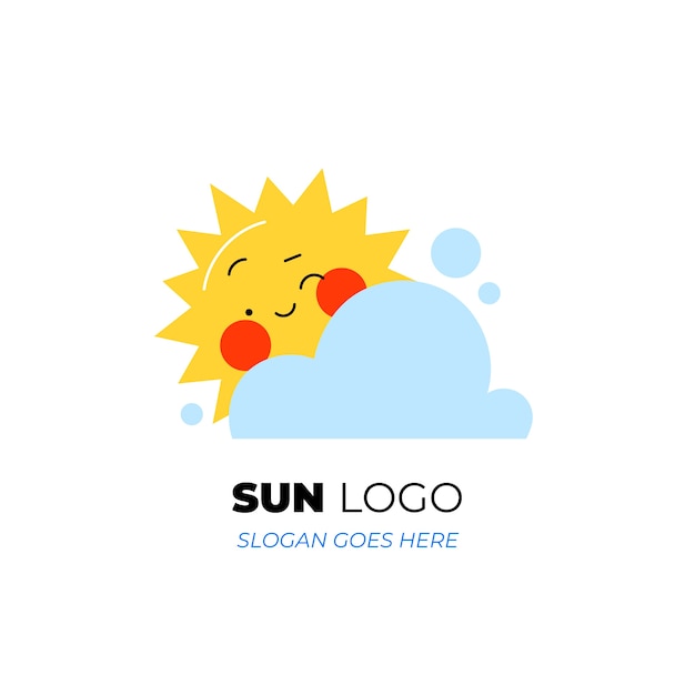 Вектор Плоский шаблон логотипа солнца