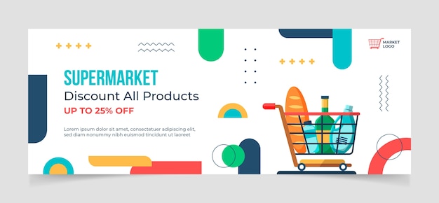 Vector flat supermarket facebook cover