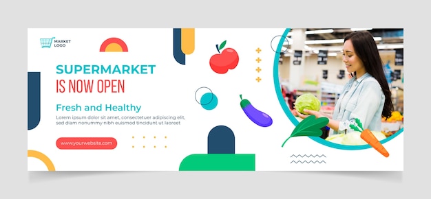 Vector flat supermarket facebook cover