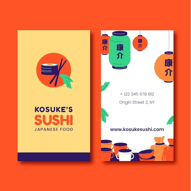 Vector flat sushi bar business card