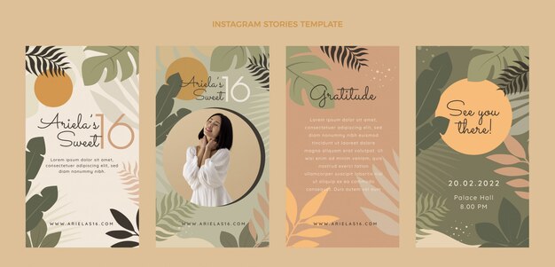 Collezione di 16 storie di instagram piatto dolce