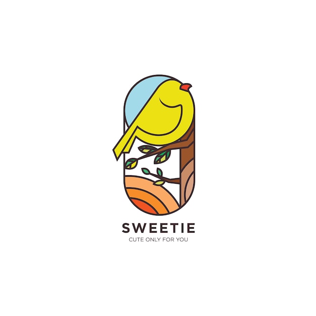 Flat sweetie bird logo illustration