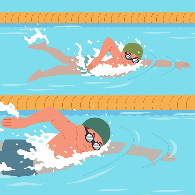 flat swimming competition illustration