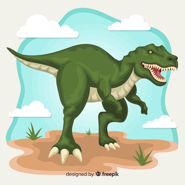 Vector flat t-rex background