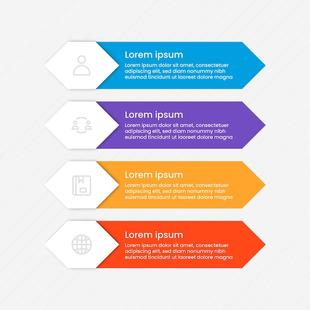 Flat table of steps business infographic template