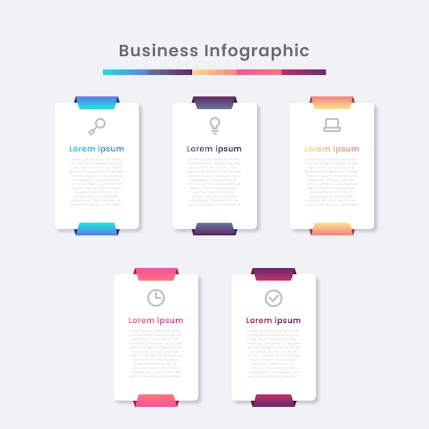 Flat table of steps business infographic template