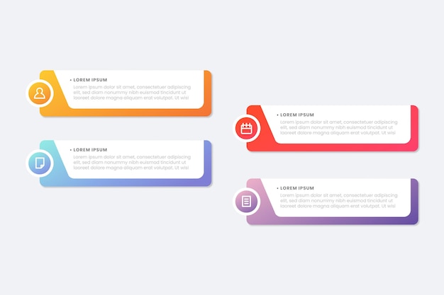 Flat table of steps business infographic template