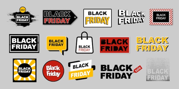 Vector flat tags and stickers collection for black friday sale