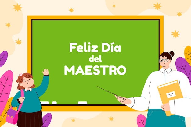 Flat teacher's day background in spanish