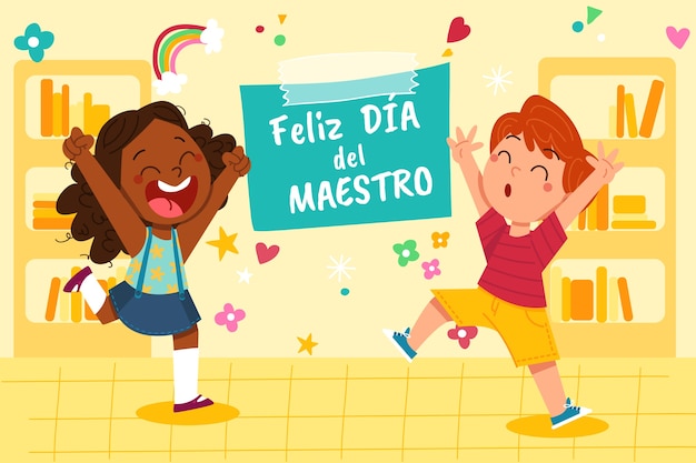 Vector flat teacher's day in spanish background