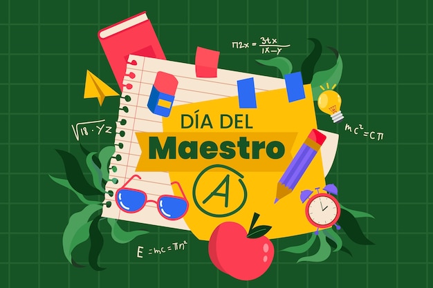 Vector flat teacher's day in spanish background