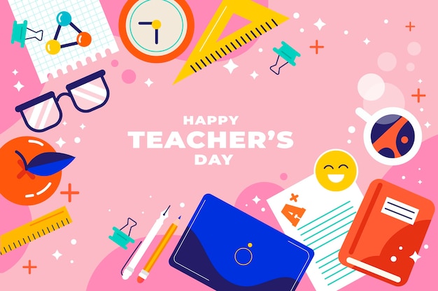 Flat teachers' day background