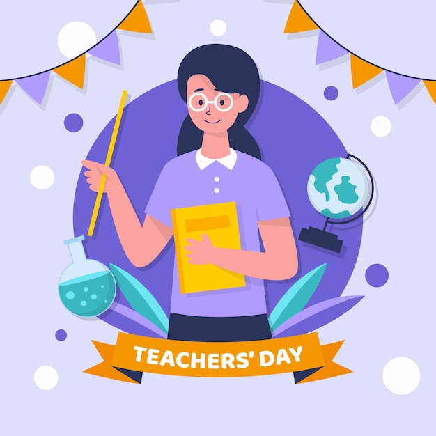 Flat teachers' day background