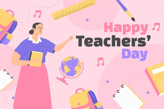 flat teachers' day background