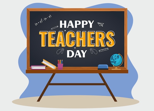 Flat teachers day design vector template